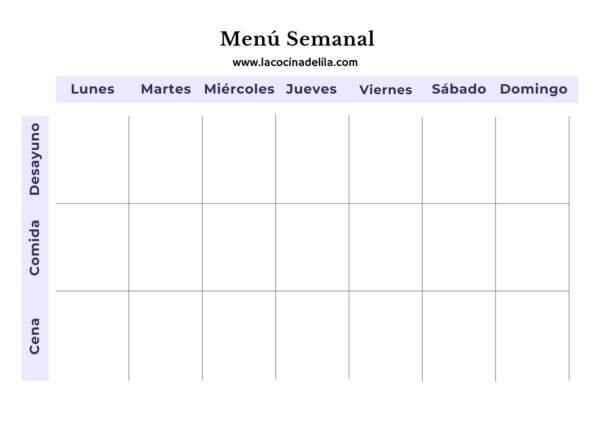 platilla imprimible menu