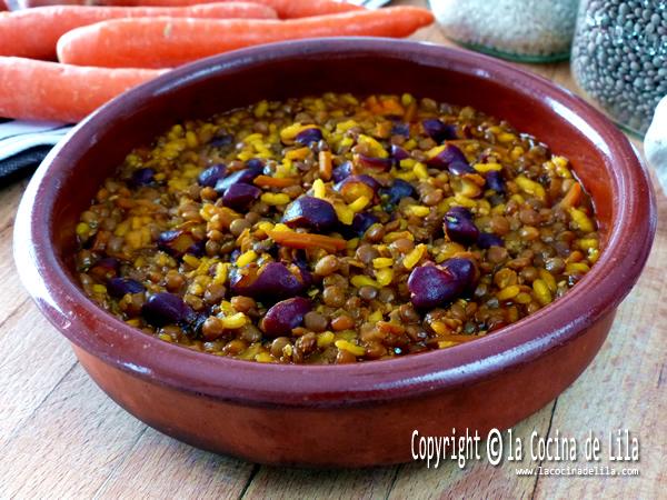 Lentejas con arroz y alubias