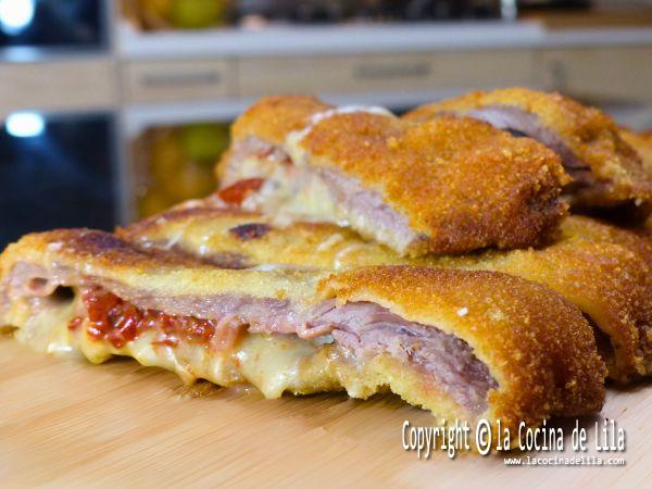 cachopo relleno de jamon cocido tomates secos y queso